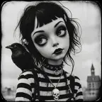 black-and-white-portrait-pop-surrealism-whimsical-quirk-beautiful-goth-punk-emo-analog-look-bright-h