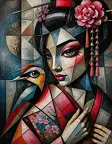 cubist-geisha-with-bird